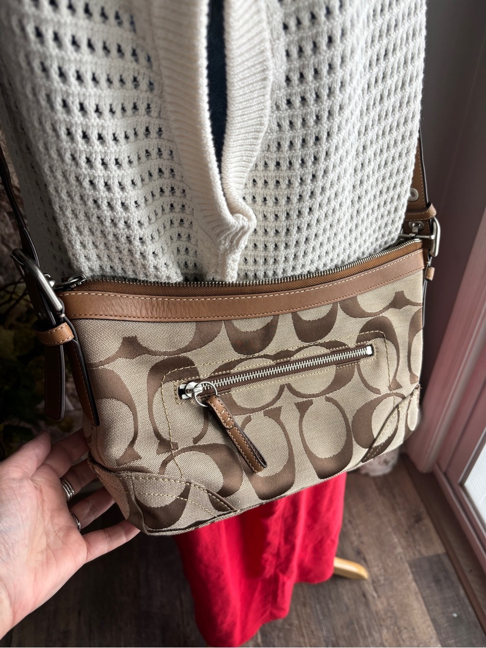 Coach Tan & Brown Signature Canvas Shoulder Bag